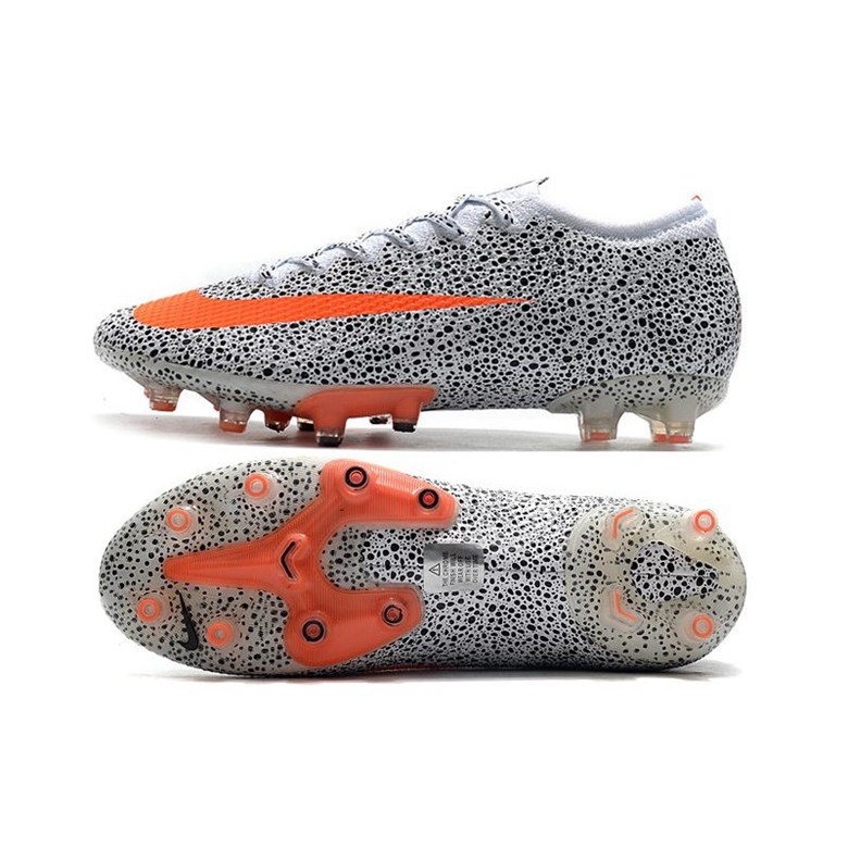 Nike Mercurial Vapor XIII Elite SG AC CR7 Safari – Hvit Oransje Svart –  innendørs fotballsko,fotballsko uten lisser