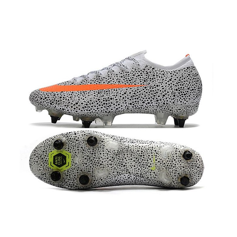 Nike Mercurial Vapor XIII Elite SG AC CR7 Safari – Hvit Oransje Svart –  innendørs fotballsko,fotballsko uten lisser